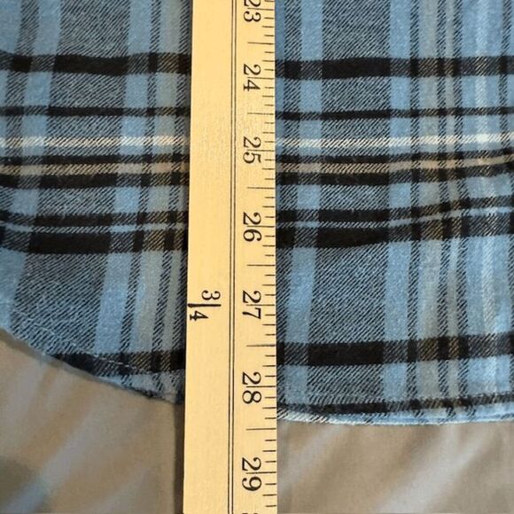 O'Neill Redmond Flannel Shirt Blue Plaid Flat Front Button Pocket Size Medium - Picture 9 of 11